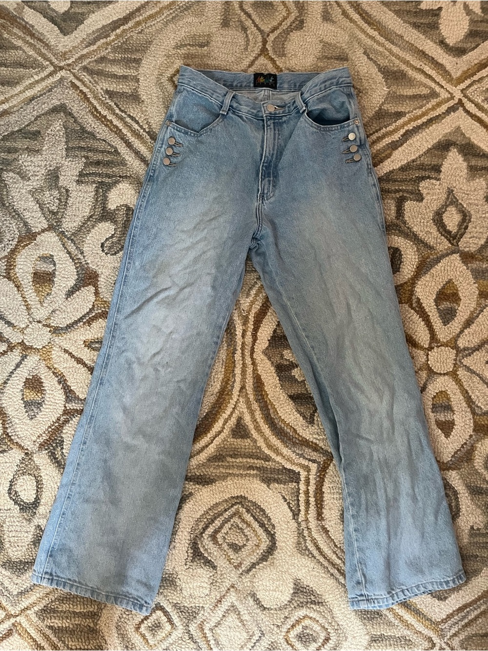Vintage Action West Straight Leg High Rise Blue Jeans — W10